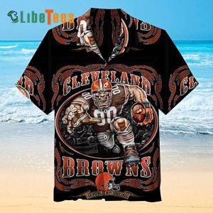 Cleveland Browns Hawaiian Shirt, Mascot Graphic, Tropical Hawaiian Shirt