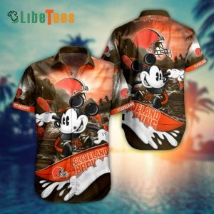 Cleveland Browns Hawaiian Shirt, Mickey Surfing, Cheap Hawaiian Shirt