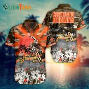 Cleveland Browns Hawaiian Shirt, On The Beach, Hawaiian Print Shirt