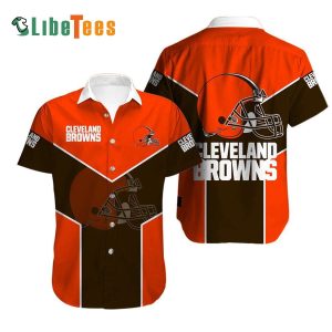Cleveland Browns Hawaiian Shirt, Orange Brown Helmet Graphic, Cool Hawaiian Shirt