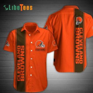 Cleveland Browns Hawaiian Shirt, Simple Orange Brown Design, Tropical Print Shirt