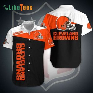 Cleveland Browns Hawaiian Shirt, Simple Team Color Design, Button Down Hawaiian Shirt