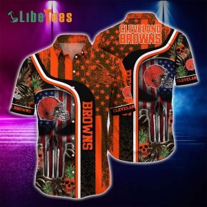 Cleveland Browns Hawaiian Shirt, Skull American, Tropical Print Shirt