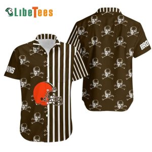 Cleveland Browns Hawaiian Shirt, Skull And Crossbones, Tropical Print Shirt