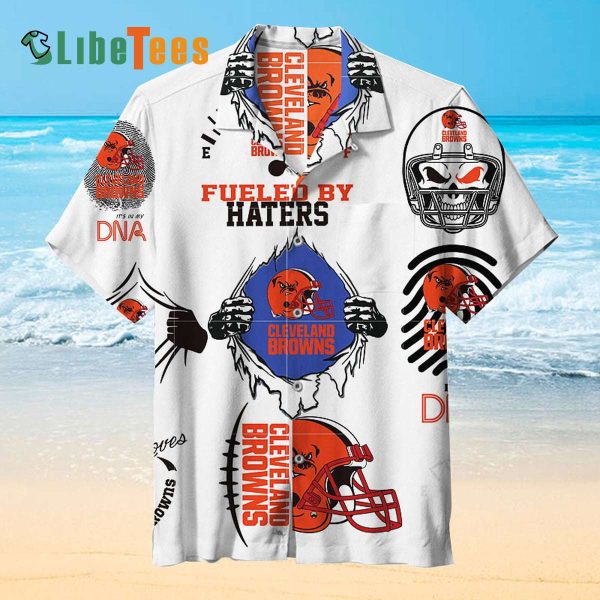 Cleveland Browns Hawaiian Shirt, Skull Wearing Helmet, Cool Hawaiian Shirt