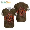 Cleveland Browns Hawaiian Shirt, Snake And Skull, Tropical Print Shirt