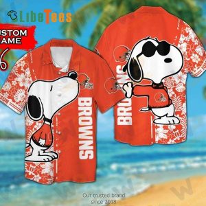 Cleveland Browns Hawaiian Shirt, Snoopy Graphic, Button Down Hawaiian Shirt
