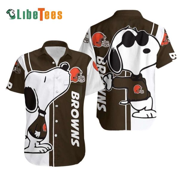 Cleveland Browns Hawaiian Shirt, Snoopy Graphic, Tropical Print Shirt