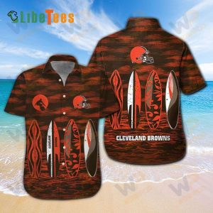Cleveland Browns Hawaiian Shirt, Surfboard Graphic, Tropical Print Shirt