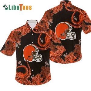 Cleveland Browns Hawaiian Shirt, Tentacle Graphic, Button Down Hawaiian Shirt