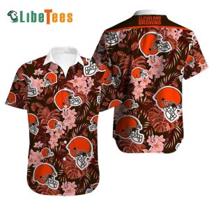Cleveland Browns Hawaiian Shirt, Tropical Flower, Hawaiian Print Shirt