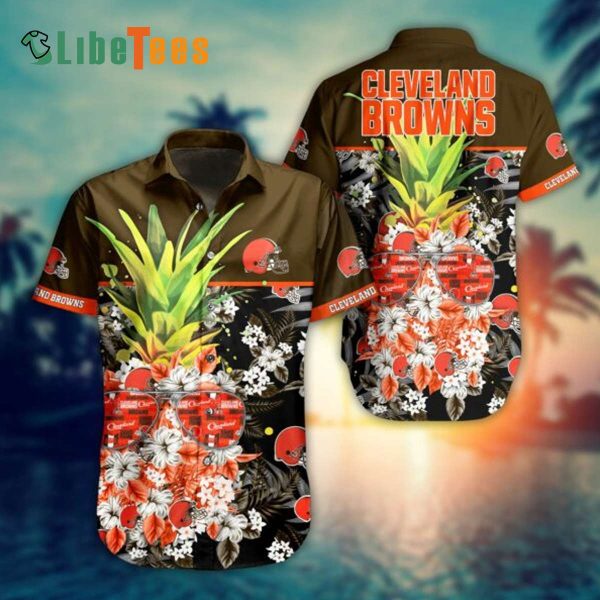 Cleveland Browns Hawaiian Shirt, Unique Pineapple Graphic, Hawaiian Print Shirt