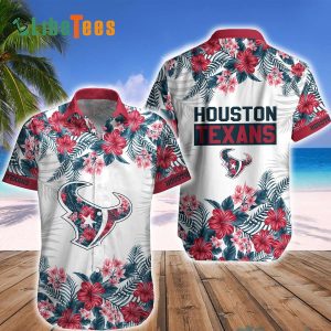 Houston Texans Hawaiian Shirt, Flowers And Logo, Hawaiian Style Shirt
