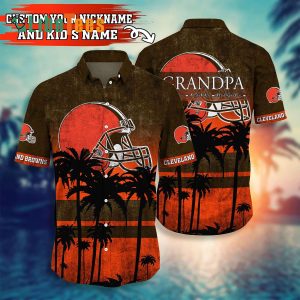 Personalized Cleveland Browns Hawaiian Shirt, Grandpa, Tropical Print Shirt