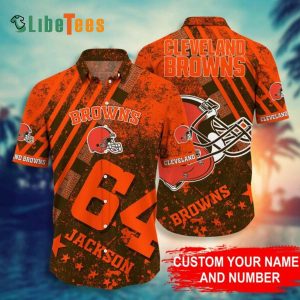 Personalized Cleveland Browns Hawaiian Shirt, Helmet Graphic, Hawaiian Print Shirt
