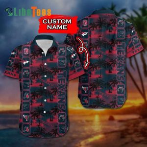 Personalized Houston Texans Hawaiian Shirt, Coconut Trees Pattern, Hawaiian Shirt Outfit