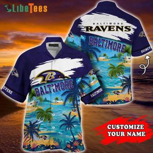 Baltimore Ravens Hawaiian Shirt, Beach Tropical Summer, Summer Hawaiian Shirts