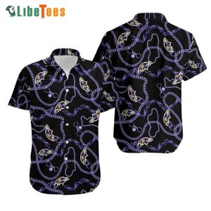 Baltimore Ravens Hawaiian Shirt, Chain Pattern, Summer Hawaiian Shirts