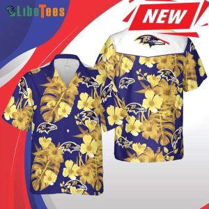 Baltimore Ravens Hawaiian Shirt, Floral Summer, Unique Hawaiian Shirts