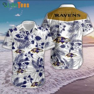 Baltimore Ravens Hawaiian Shirt, Flowers Tropical, Unisex Hawaiian Shirts
