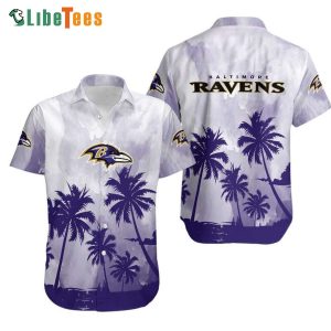 Baltimore Ravens Hawaiian Shirt, Graphic Coconut Trees, Nice Hawaiian Shirts
