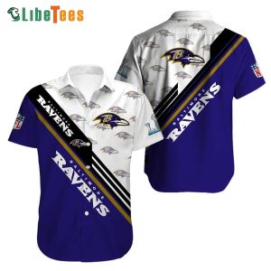 Baltimore Ravens Hawaiian Shirt, Logo Pattern, Cute Hawaiian Shirts