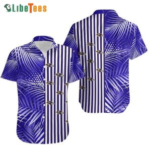 Baltimore Ravens Hawaiian Shirt, Palm Leaves And Stripes, Hawaiian  Beach Shirts