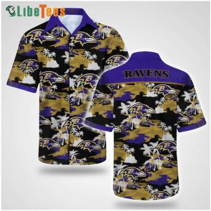 Baltimore Ravens Hawaiian Shirt, Palm Tree And Car, Classy Hawaiian Shirts