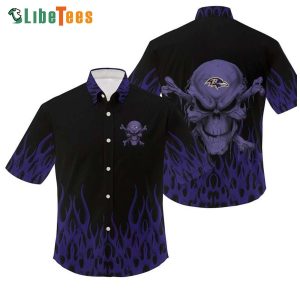 Baltimore Ravens Hawaiian Shirt, Skull Graphic, Unique Hawaiian Shirts