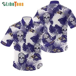Baltimore Ravens Hawaiian Shirt, Skulls Graphic, Hawaiian  Beach Shirts