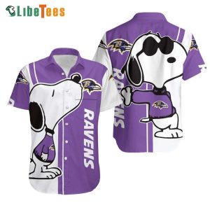 Baltimore Ravens Hawaiian Shirt, Snoopy, Button Down Hawaiian Shirt