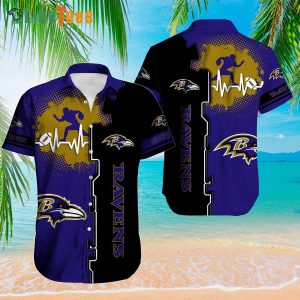 Baltimore Ravens Hawaiian Shirt, Sound Line, Unique Hawaiian Shirts