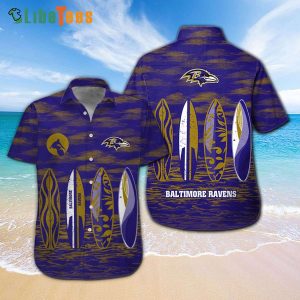 Baltimore Ravens Hawaiian Shirt, Surfboard, Classy Hawaiian Shirts