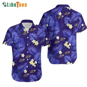 Baltimore Ravens Hawaiian Shirt, Tropical Flowers, Summer Hawaiian Shirts