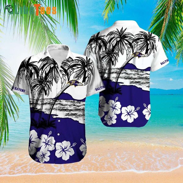 Baltimore Ravens Hawaiian Shirt, Tropical Island  Graphic, Unique Hawaiian Shirts