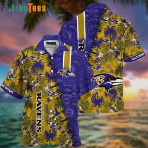 Baltimore Ravens Hawaiian Shirt, Tropical Pattern Aloha, Cute Hawaiian Shirts