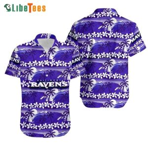 Baltimore Ravens Hawaiian Shirt, Waves Coconut Tree, Hawaiian  Beach Shirts