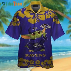 Baltimore Ravens Hawaiian Shirt,Baby Yoda, Unique Hawaiian Shirts