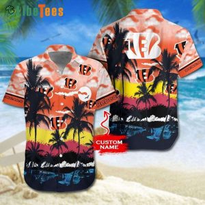 Cincinnati Bengals Hawaiian Shirt Custom Name Palm Tree