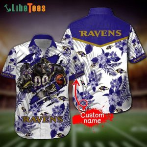 Custom Name Baltimore Ravens Hawaiian Shirt, Mascot Graphic, Hawaiian  Beach Shirts