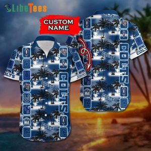 Custom Name Indianapolis Colts Hawaiian Shirt, Coconut Tree, Best Hawaiian Shirts