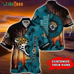 Custom Name Jacksonville Jaguars Hawaiian Shirt, Island Under The Sunset, Tropical Hawaiian Shirt