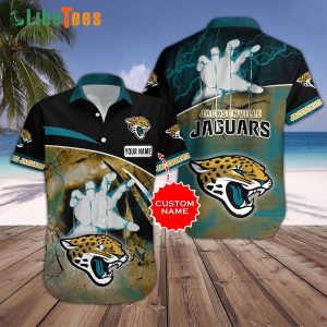 Custom Name Jacksonville Jaguars Hawaiian Shirt, Puppet Master Hand, Button Down Hawaiian Shirt