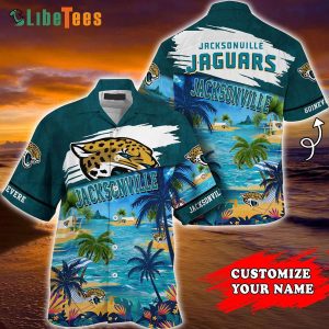 Custom Name Jacksonville Jaguars Hawaiian Shirt, Tropical Beach Island, Nice Hawaiian Shirts
