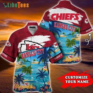 Custom Name Kansas City Chiefs Hawaiian Shirt, Beach Island Tropical, Cheap Hawaiian Shirts