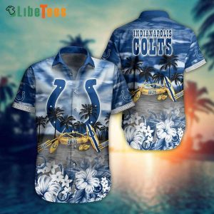 Indianapolis Colts Hawaiian Shirt, Boat Beach Tropical, Hawaiian Print Shirts