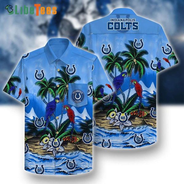 Indianapolis Colts Hawaiian Shirt, Couple Parrot, Hawaiian Shirt Outfit