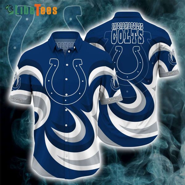 Indianapolis Colts Hawaiian Shirt, Curve Pattern, Cheap Hawaiian Shirts