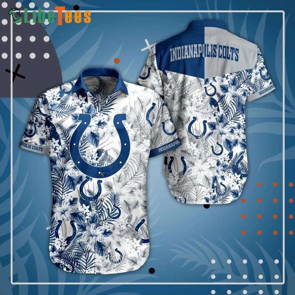 Indianapolis Colts Hawaiian Shirt, Floral Pattern, Unique Hawaiian Shirts