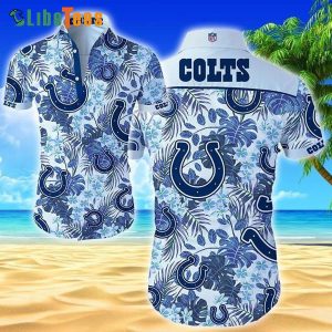 Indianapolis Colts Hawaiian Shirt, Flowers And Leaves Tropical Summer, Cheap Hawaiian Shirts